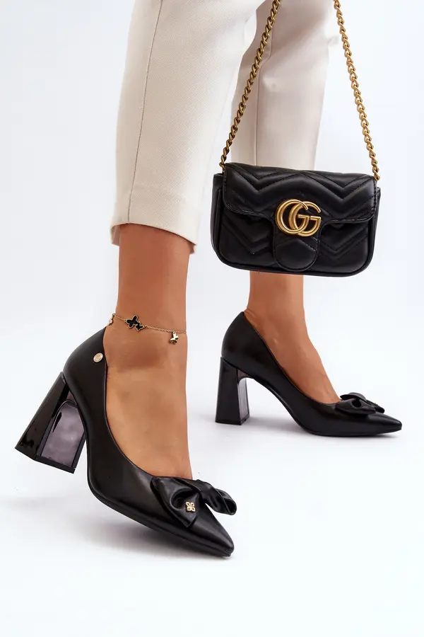 VINCEZA VINCEZA Black Bow Pump Heels by Ariemessa