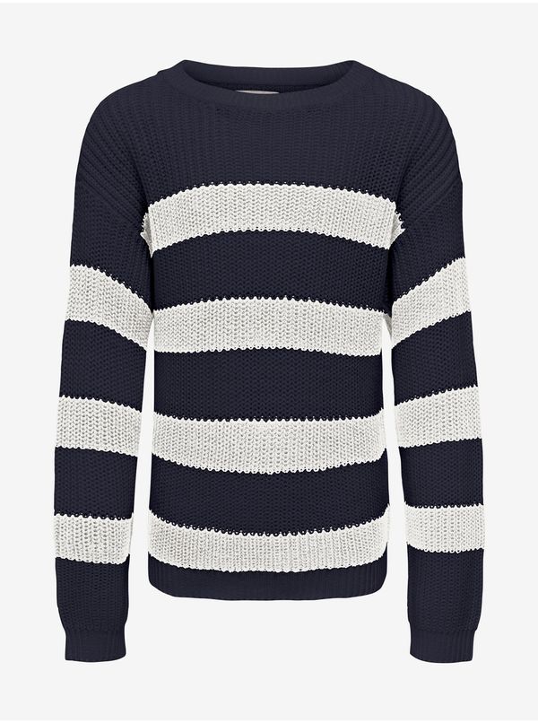 Only White and Blue Girly Striped Sweater ONLY Sif - Girls