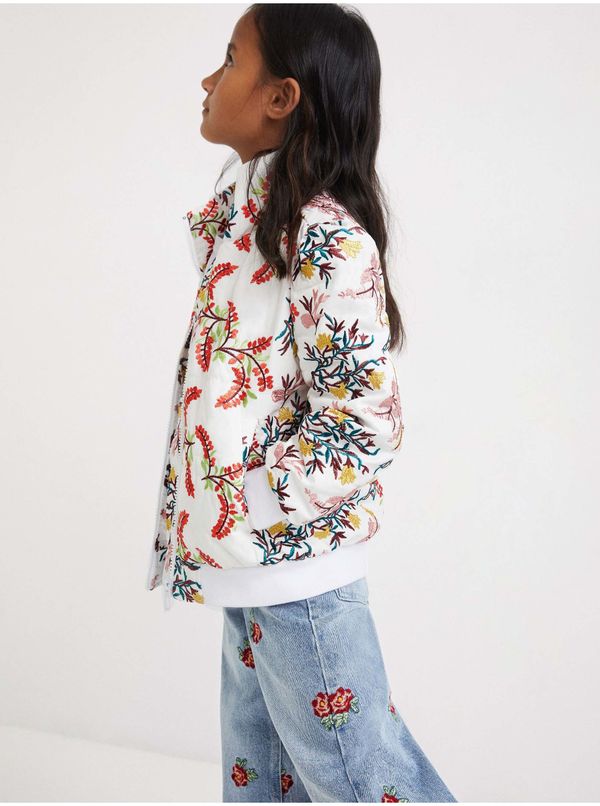DESIGUAL White Girls' Flowered Jacket Desigual Cala - Girls