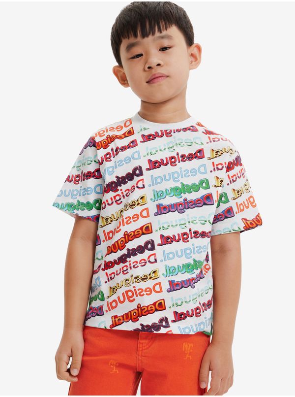 DESIGUAL White Kids patterned T-Shirt Desigual Logomania - Boys
