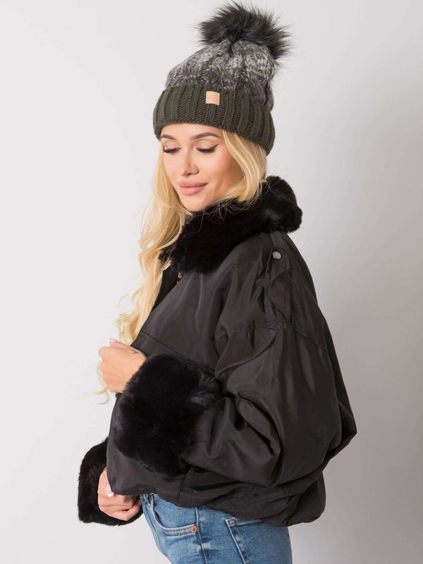 Fashionhunters Winter beanie RUE PARIS Khaki with pompom