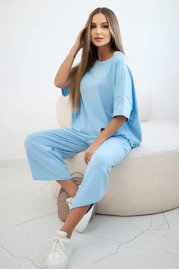 Kesi Włoski Włoski Cotton set blouse + trousers blue