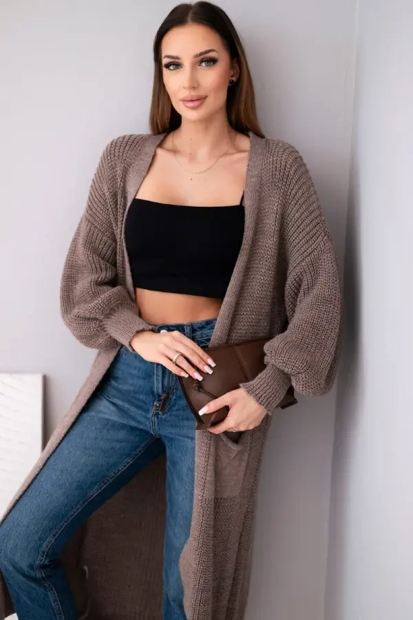 Kesi Włoski Włoski Sweater long cardigan fango