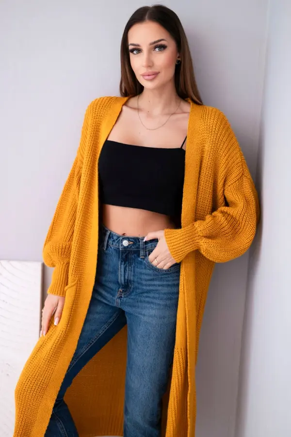 Kesi Włoski Włoski Sweater long cardigan mustard