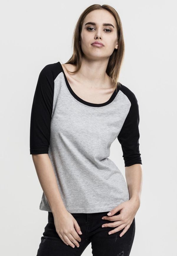 UC Ladies Women's 3/4 contrast raglan T-shirt grey/bl