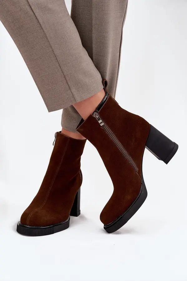 VINCEZA Women's Ankle Boots Made of Natural Suede on Heel Vinceza
