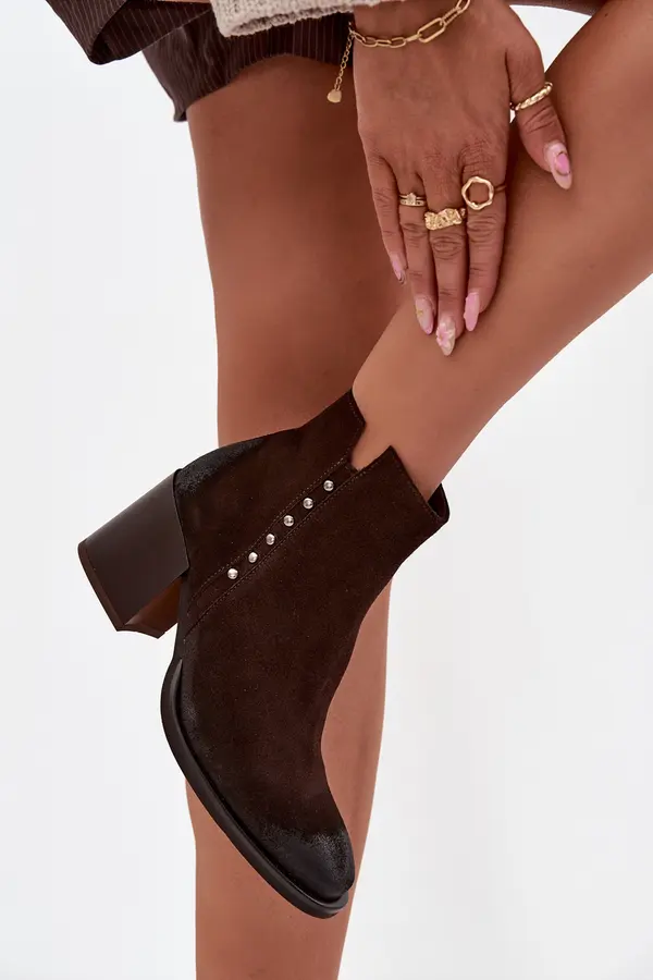 Zazoo Women's Ankle Boots Made of Natural Suede on Heel Zazoo