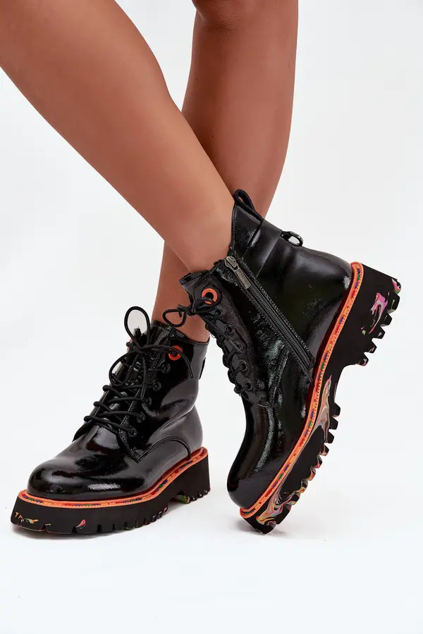 ARTIKER Women's ankle boots made of patent natural leather insulated Artiker