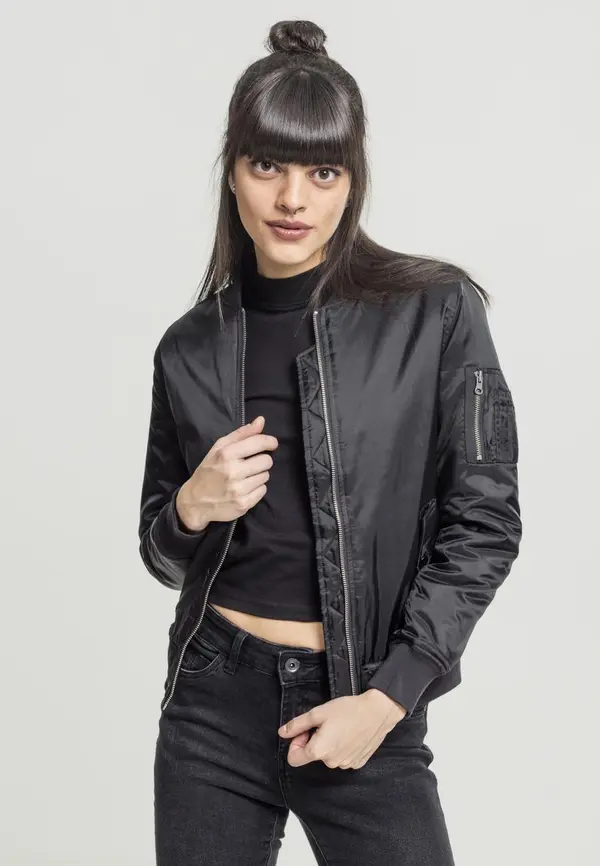 Urban Classics Women's Basic Bomber Jacket Black