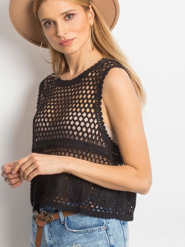 Fashionhunters Women's black openwork top