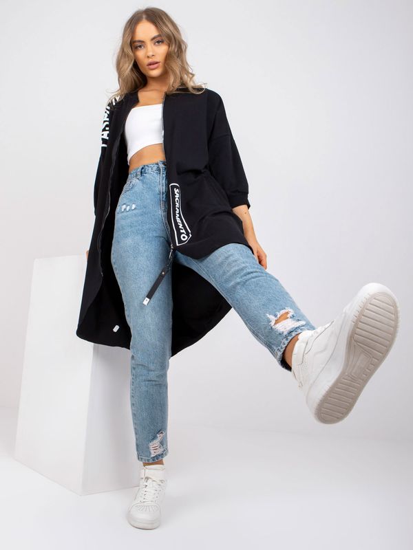 Fashionhunters Women's black sweatshirt with inscriptions