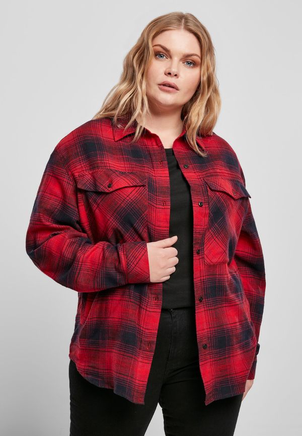 Urban Classics Women's Check Overshirt Navy Blue/Red