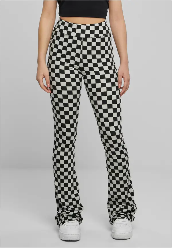 Urban Classics Women's checkered leggings in black/light asphalt cut