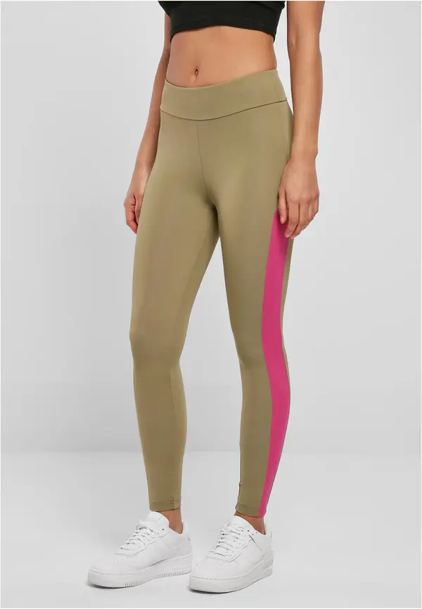 Urban Classics Women's Color Block Khaki/Light Purple Leggings