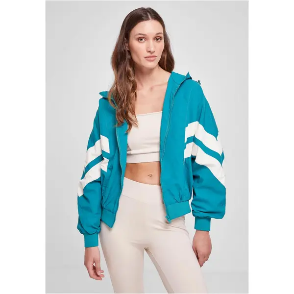 Urban Classics Women's Crinkle Batwing Watergreen Jacket/White Sand