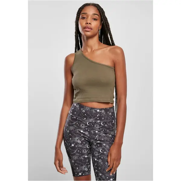 Urban Classics Women's cropped asymmetrical khaki top