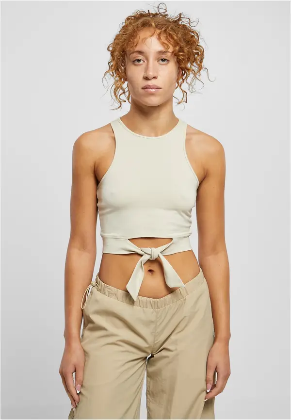 Urban Classics Women's Cropped Knot Top Softseagrass