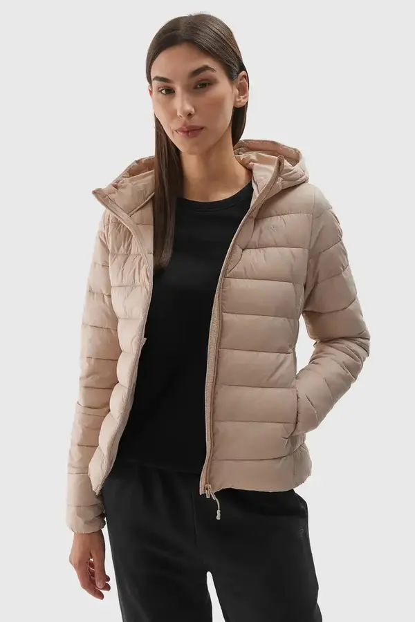 4F Women's Down Jacket With Hood 4F Beige 4FWAW24TDJ