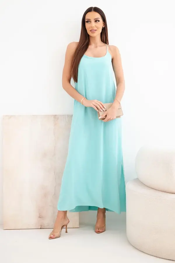 Kesi Włoski Women's dress with shoulder straps - light mint