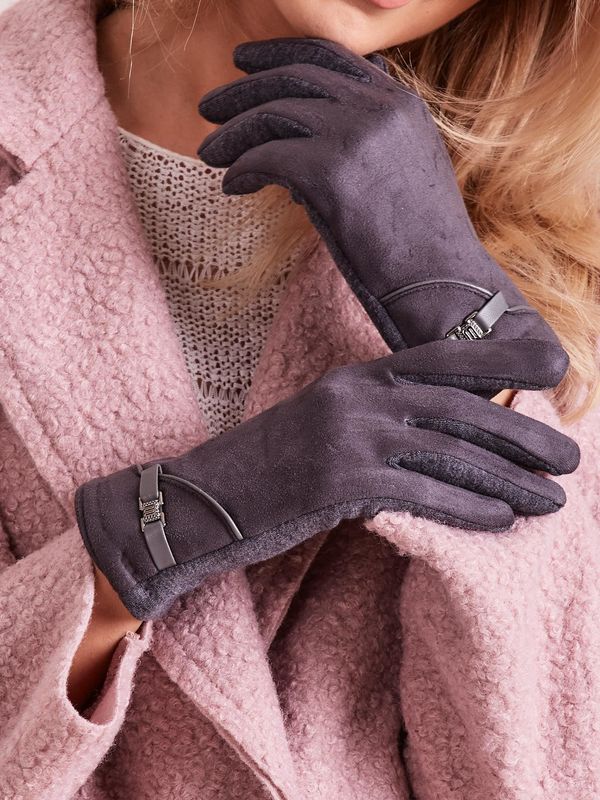Fashionhunters Women's elegant dark grey gloves