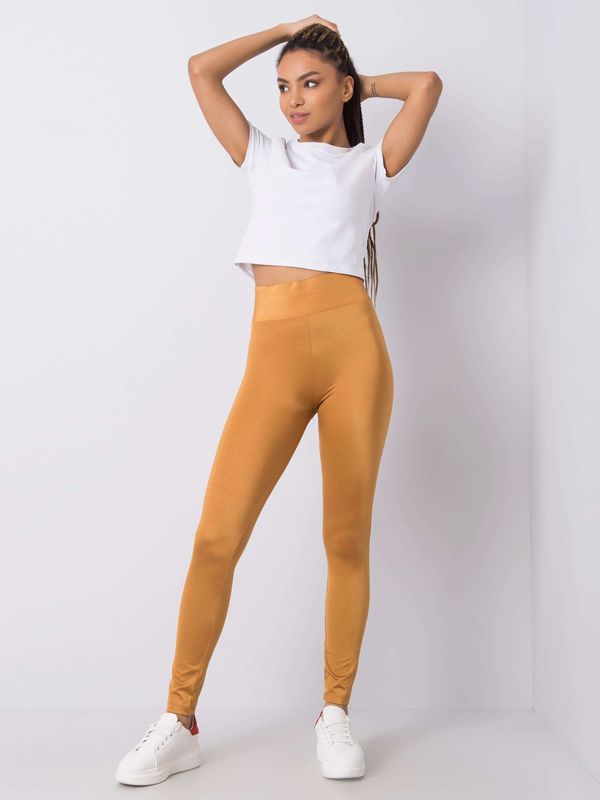 Fashionhunters Women's gold smooth leggings RUE PARIS