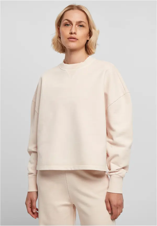 Urban Classics Women's Heavy Terry Garment Dye Crewneck Pink