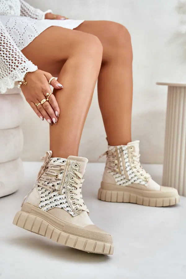 Boto Women's high platform sneakers light beige Kernia