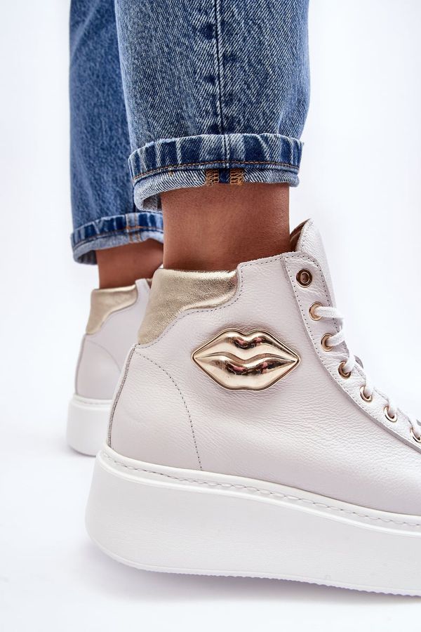 LEMAR Women's High-Top Zipper Sneakers Lemar White Katerin