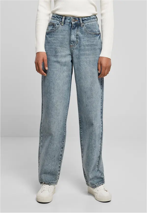 Urban Classics Women's High Waist Denim Trousers 90 ́S Wide Leg Denim - Light Blue