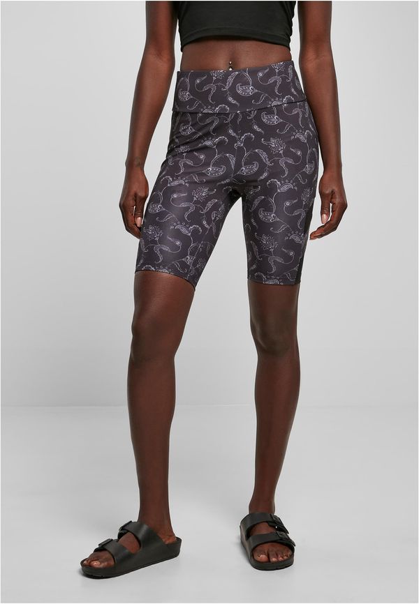 Urban Classics Women's High Waist Tech Mesh AOP Cycle Shorts blackpaisley