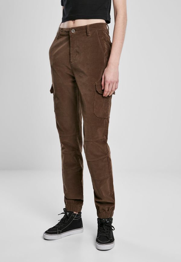 UC Ladies Women's high-waisted corduroy trousers - dark olive