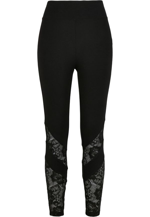 UC Ladies Women's High Waisted Lace Leggings Black