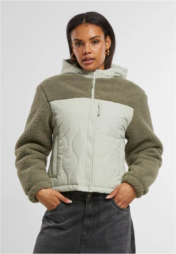 Urban Classics Women's jacket Sherpa Crinkle Nylon Mix light green/stone green
