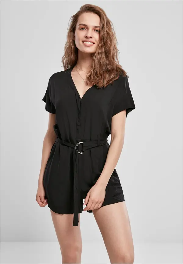 Urban Classics Women's jumpsuit with short viscose strap in black