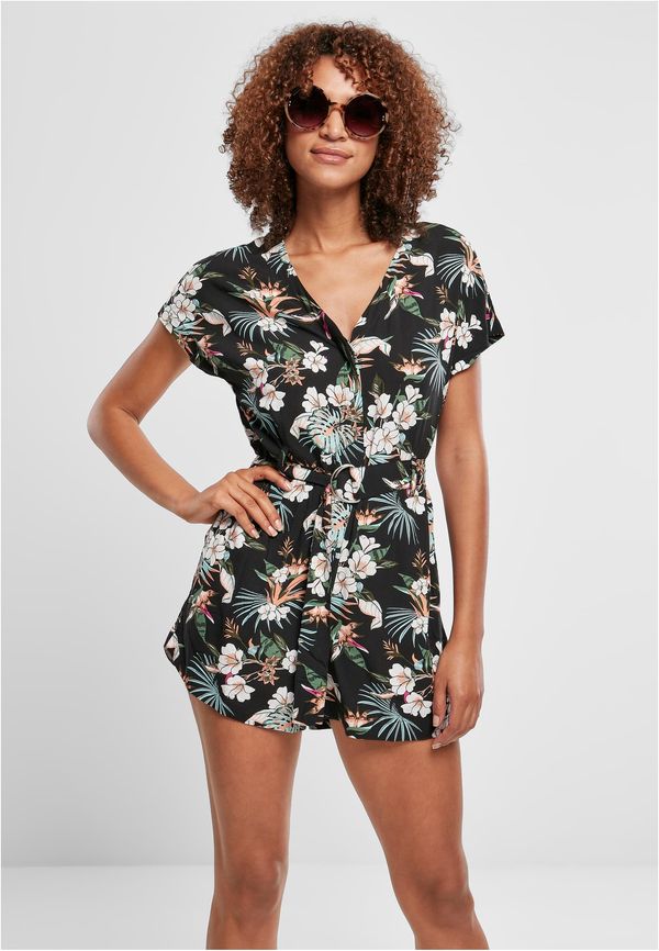 Urban Classics Women's jumpsuit with short viscose strap in tropical black