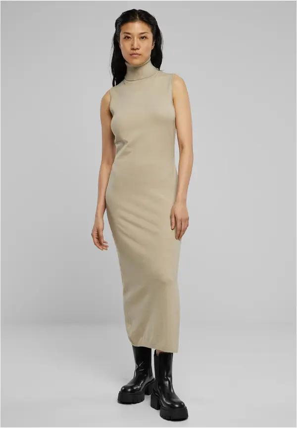 Urban Classics Women's knitted dress Turtleneck sand