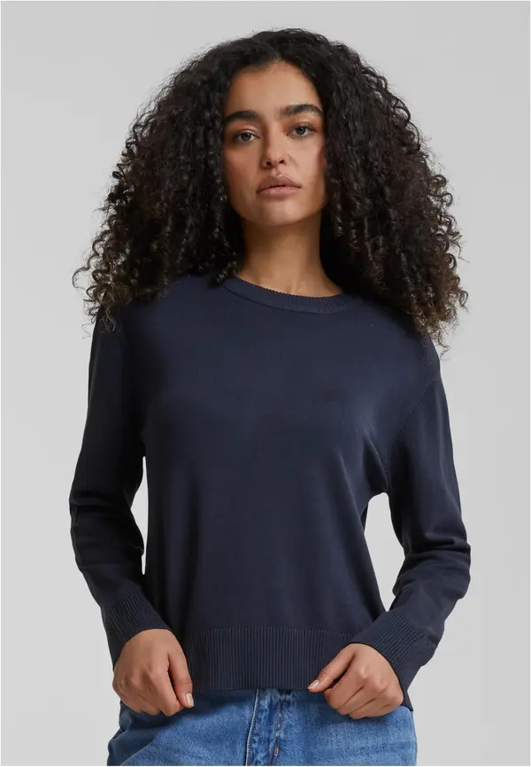 Urban Classics Women's knitted sweater with round neckline navy