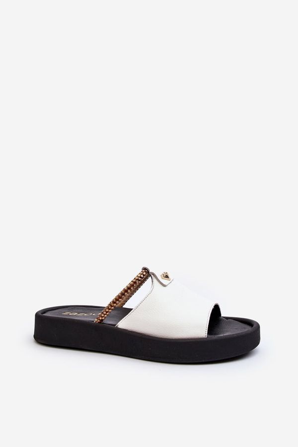 Zazoo Women's Leather Sandals Zazoo 2896 White-Black