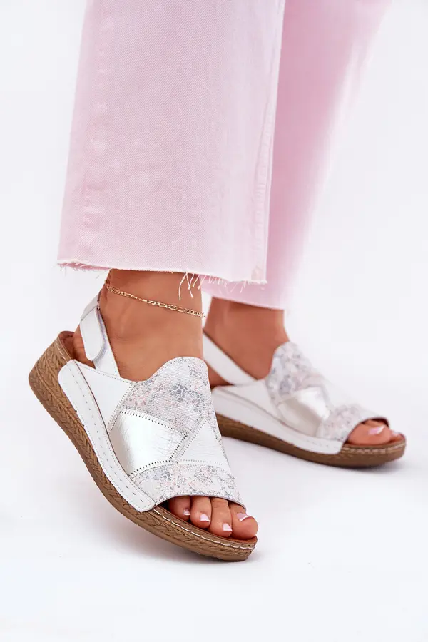 Maciejka Women's Leather Wedge Sandals With Braiding Maciejka