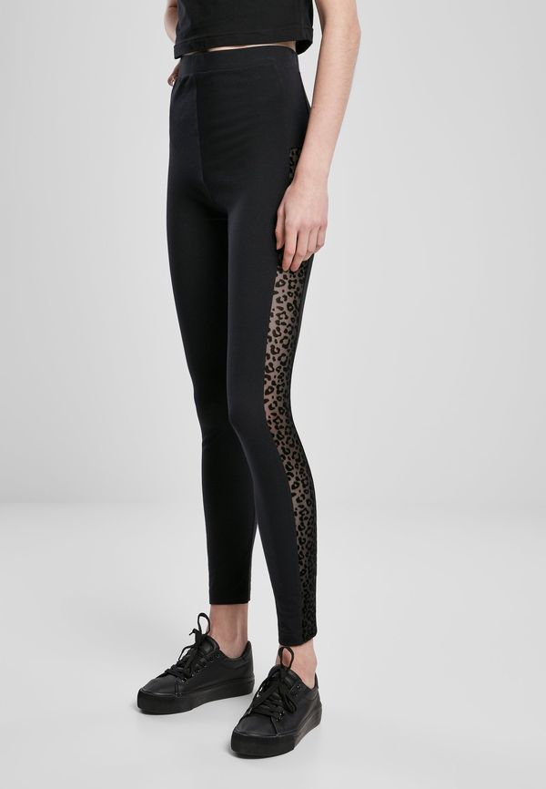 UC Ladies Women's Leggings Flock Lace Stripe - Black