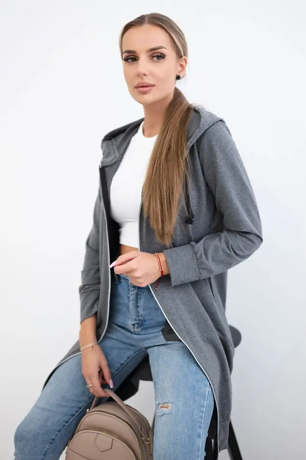 Kesi Women's long hoodie Kesi - dark gray melange
