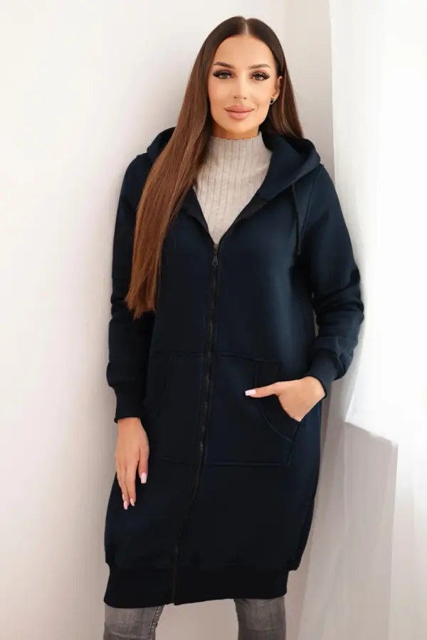 Kesi Women's Long Insulated Hooded Sweatshirt - Dark Blue