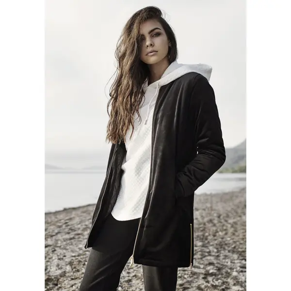 Urban Classics Women's long velvet jacket black