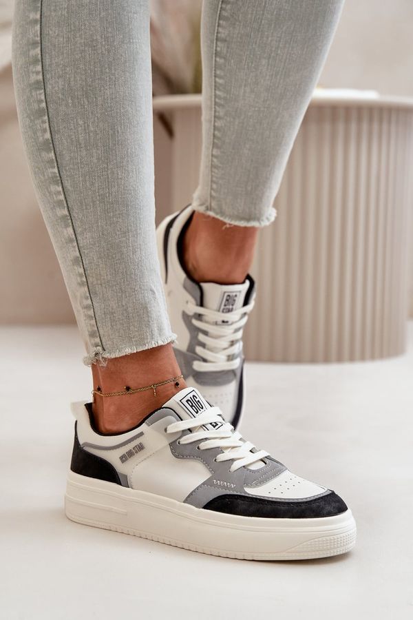 Big Star Women's low sneakers made of eco leather Big Star white-gray