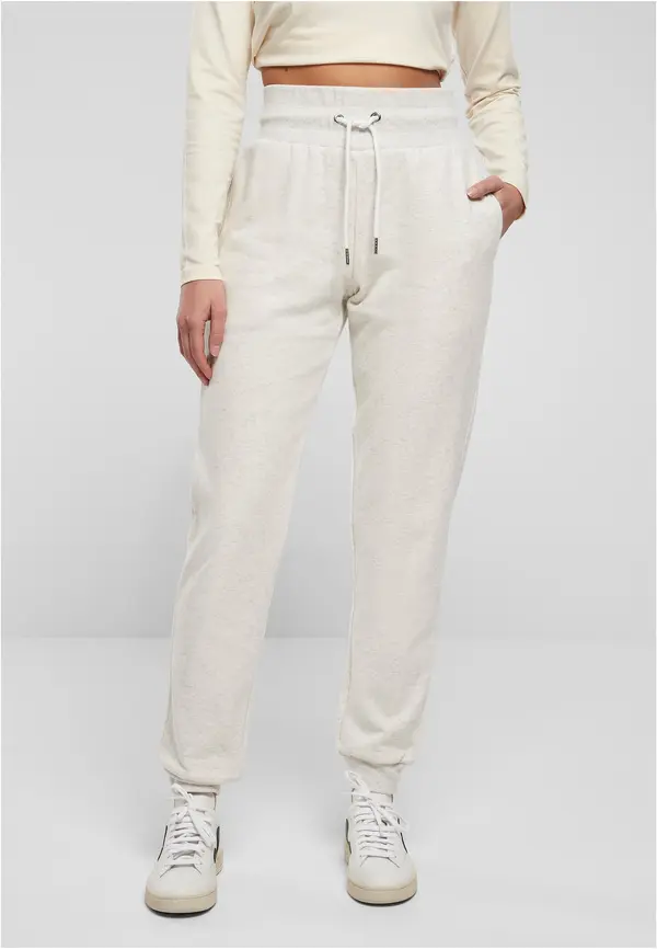 Urban Classics Women's Melange Sweat trousers with high waist light grey