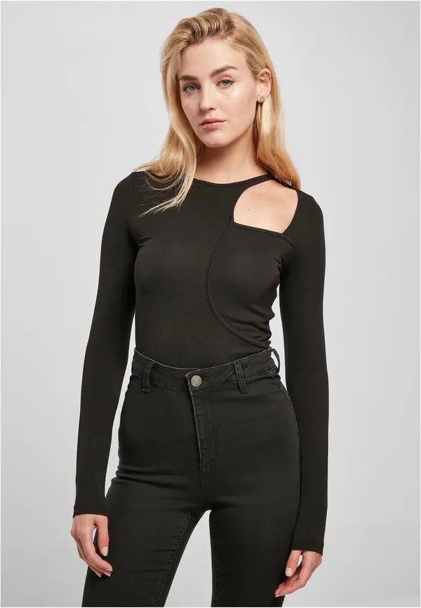 Urban Classics Women's Organic Long Sleeve Cutout Black