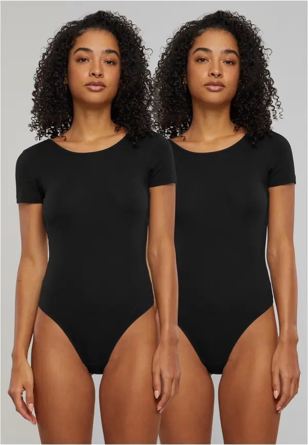 Urban Classics Women's Organic Stretch Jersey Body - 2-Pack Black+Black