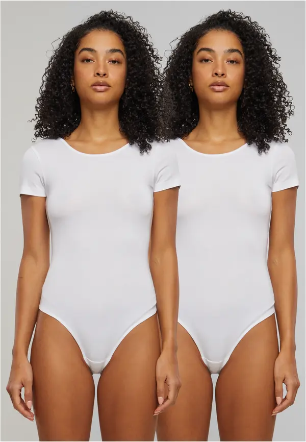 Urban Classics Women's Organic Stretch Jersey Body - 2-Pack White+White