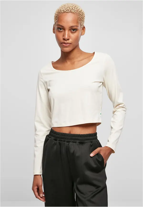 Urban Classics Women's Organic White Sand with Wide Neck and Long Sleeves