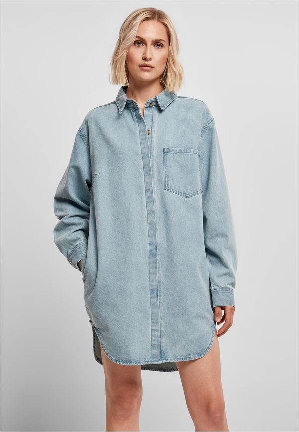 UC Ladies Women's oversized denim shirt dress with light blue dye